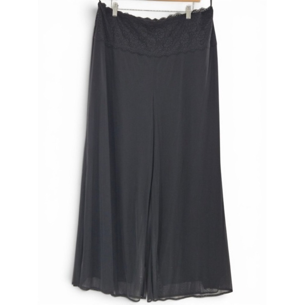Black Sheer Overlay Palazzo Pants Plus Size 18/20 Lace Waist Wide Leg Dressbarn